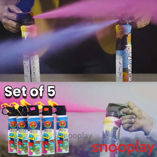 Single Shot Gulaal Shooter Cylinder Pack - Gulugulu (Total 5 Pieces) | Assorted Colors & Prints