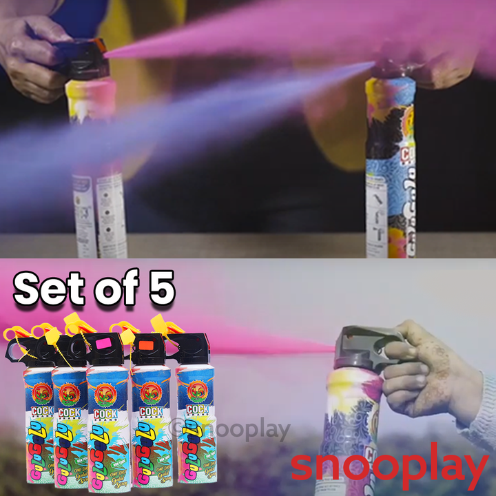 Single Shot Gulaal Shooter Cylinder Pack - Gulugulu (Total 5 Pieces) | Assorted Colors & Prints