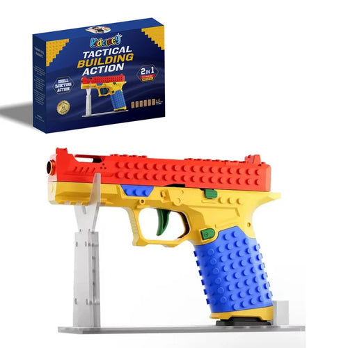 Kidology Building Block Shell-Ejecting Soft Bullet Toy Blaster | Pretend Play Toy