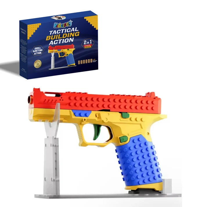 Kidology Building Block Shell-Ejecting Soft Bullet Toy Blaster | Pretend Play Toy