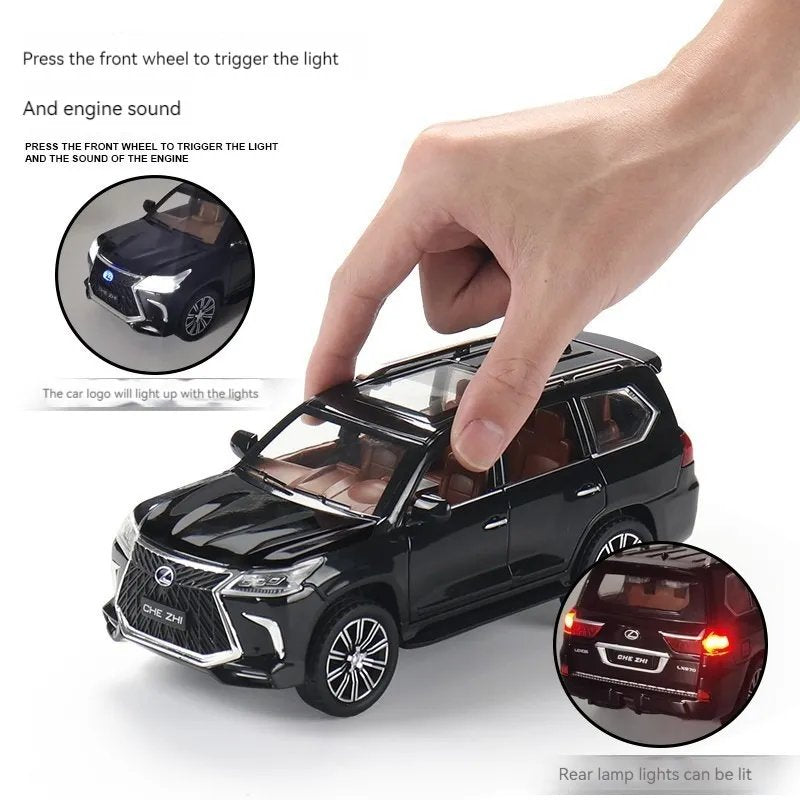 Resembling 1:24 Scale Diecast LX570 Car Metal Car Metal Die Cast Model Car Pull Back Toy Car