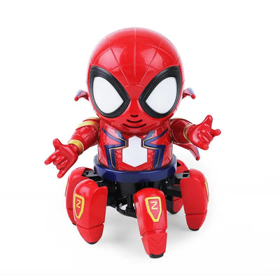 Skygenix Large Multicolor Lighted Spider Robot Toy with 8 Legs, Swing Arms, Eye Light, and Chest Light for Fun and Interactive Playtime (Spiderman Red & Black)