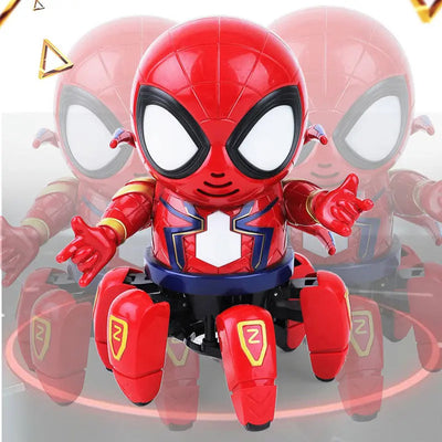 Skygenix Large Multicolor Lighted Spider Robot Toy with 8 Legs, Swing Arms, Eye Light, and Chest Light for Fun and Interactive Playtime (Spiderman Red & Black)