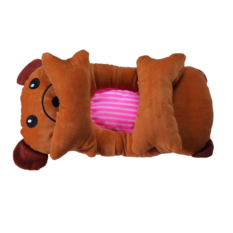 Infant Baby Pillow Soft Plush Cushion Material New Born Baby Cute Cartoon Shape Position Shaping Adjustable (Brown)