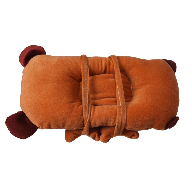 Infant Baby Pillow Soft Plush Cushion Material New Born Baby Cute Cartoon Shape Position Shaping Adjustable (Brown)