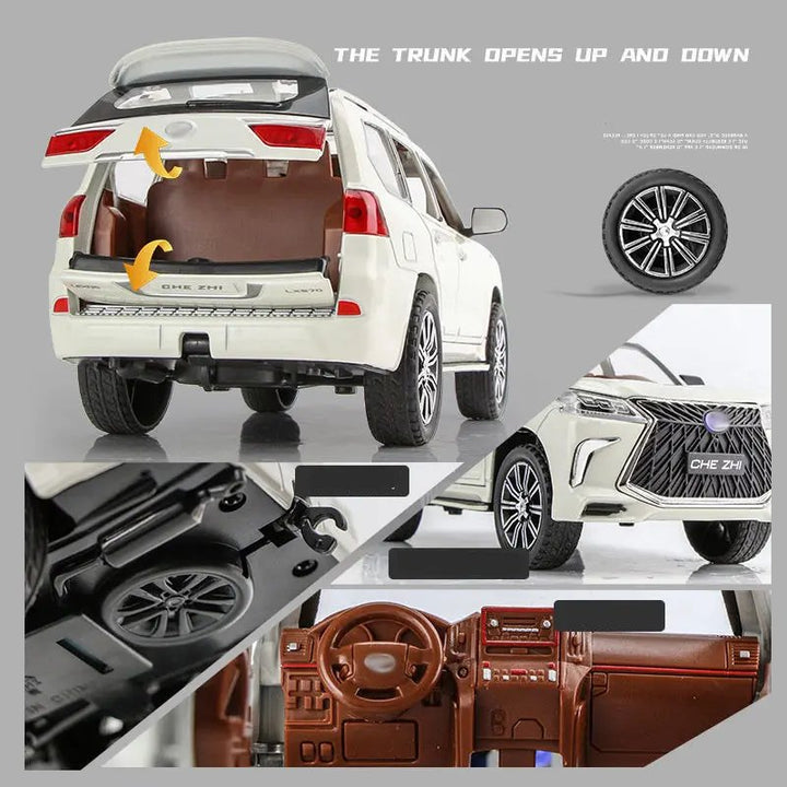 Resembling 1:24 Scale Diecast LX570 Car Metal Car Metal Die Cast Model Car Pull Back Toy Car