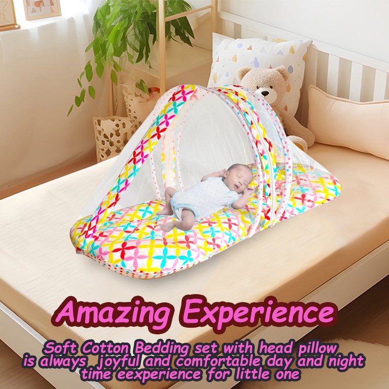 Baby Bedding Set with Mosquito net and Pillow (Flower)