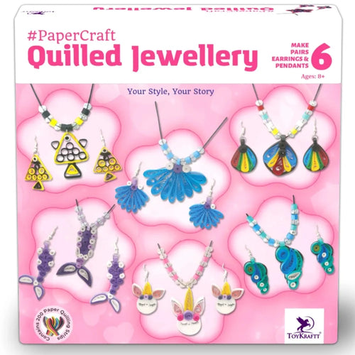 Toykraft Paper Quilling Jewellery Making Kit | DIY Earring & Pendant Craft Set for Girls