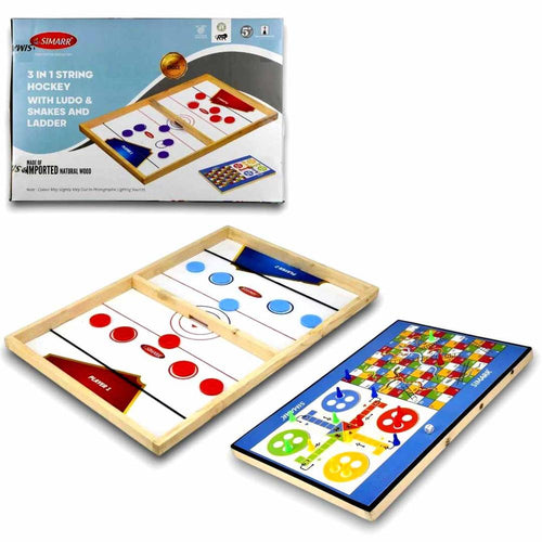 Simarr 3 in 1 String Hockey with Ludo & Snakes and Ladders