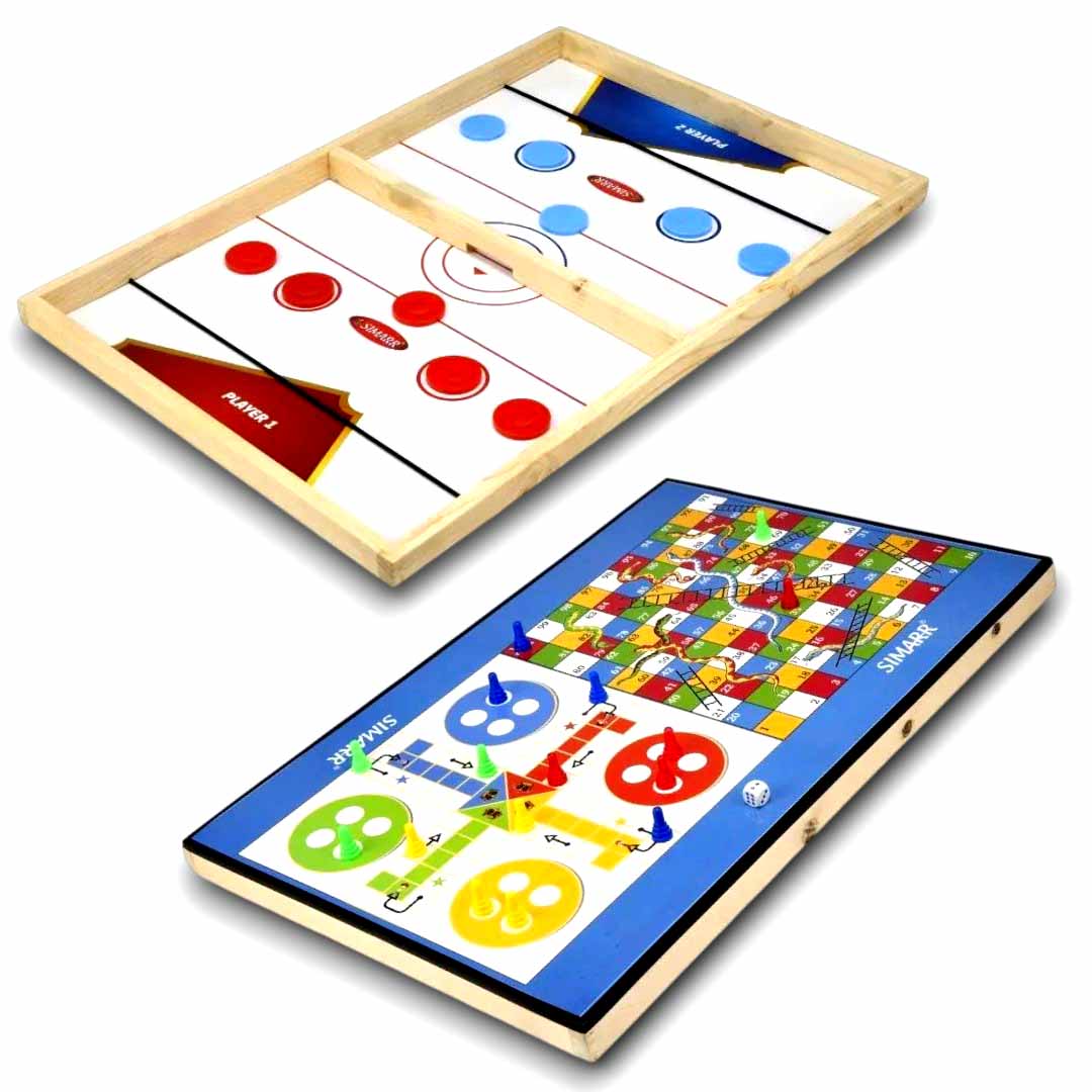 Simarr 3 in 1 String Hockey with Ludo & Snakes and Ladders