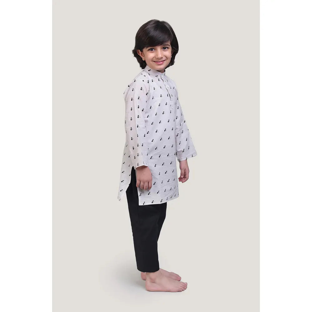 Story Tailor Bell The Cat - Boys Kurta Pajama Set | Beige