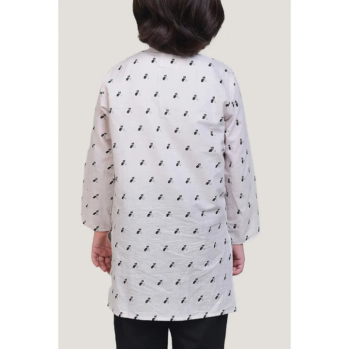 Story Tailor Bell The Cat - Boys Kurta Pajama Set | Beige
