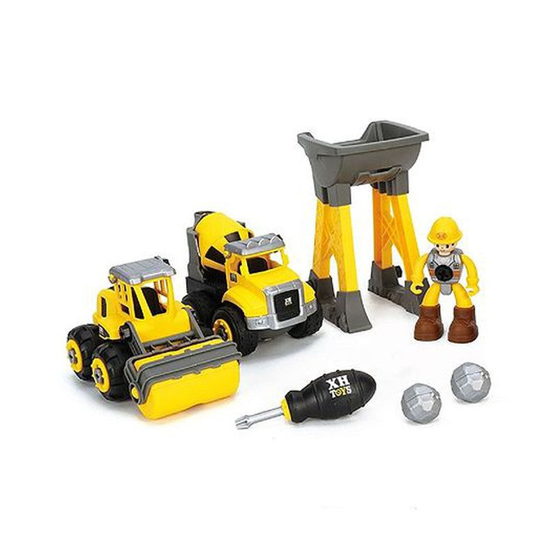 DIY Activity Construction Vehicle Construction Toys Trucks Play Set of 2 Vehicles and 5 Accessories - Yellow