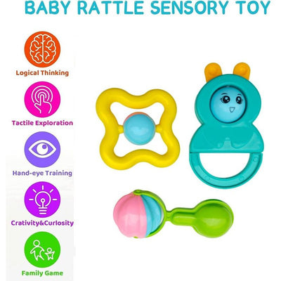 Baby Rattle Set Pack of 3 - Multicolor