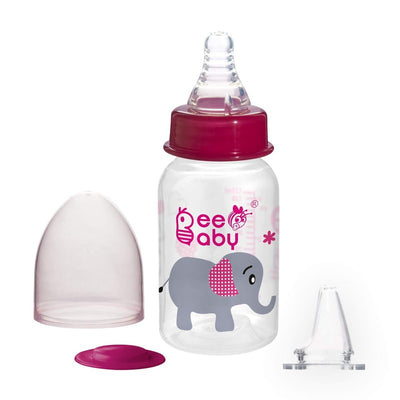 Pink 2 in 1 Advance+ Baby Feeding Bottle To Sippy Bottle with Anti-Colic Silicone Nipple & Silicone Sippy Spout. 100% BPA FREE. - 125 ML / 4 Oz