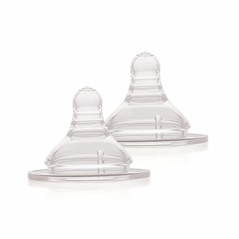 Size - M (Pack of 2) Ease Anti-Colic Silicone Nipple with Carry Case for Wide Neck Baby Feeding Bottle 8M+