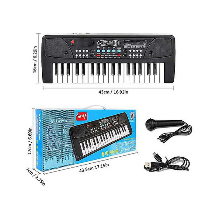 37 Keys Piano Keyboard for Beginners Musical Toy with Microphone - Black