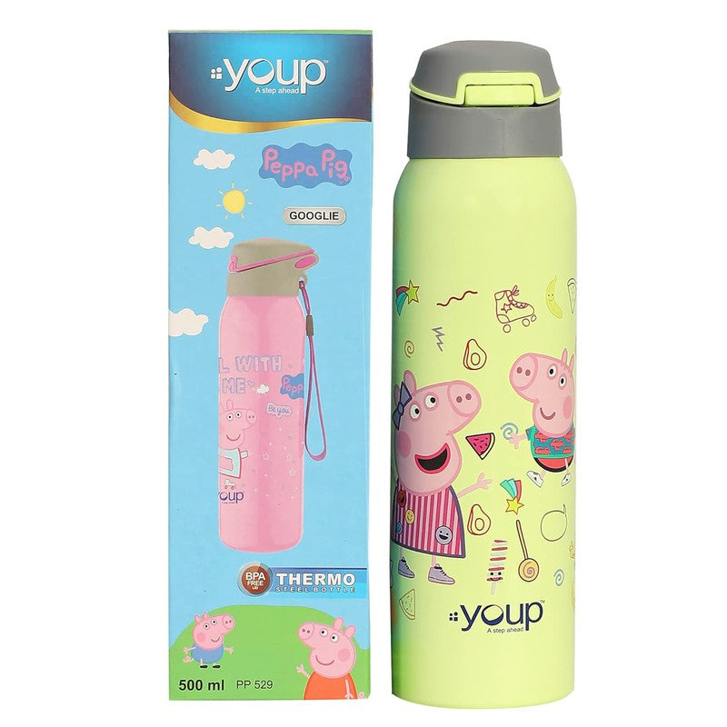 Youp  GOOGLIE- 500 ml Stainless Steel Peppa Pig Theme Kids Insulated Sipper Bottle GOOGLIE- 500 ml