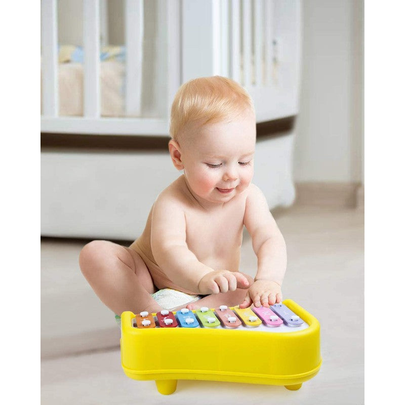 Big Size Musical Multi Keys Xylophone and Piano, Non Toxic, Non-Battery for Kids & Toddlers, Plastic (8 Keys Yellow)