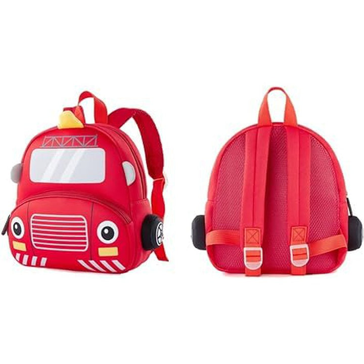 Cute Fire Truck Soft Plush Backpack with Front Pocket for Kids - 10.2 Inches