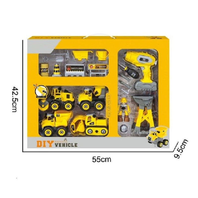 DIY Activity Construction Site Work Theme Construction Trucks Play Set For Kids - 14 Piece