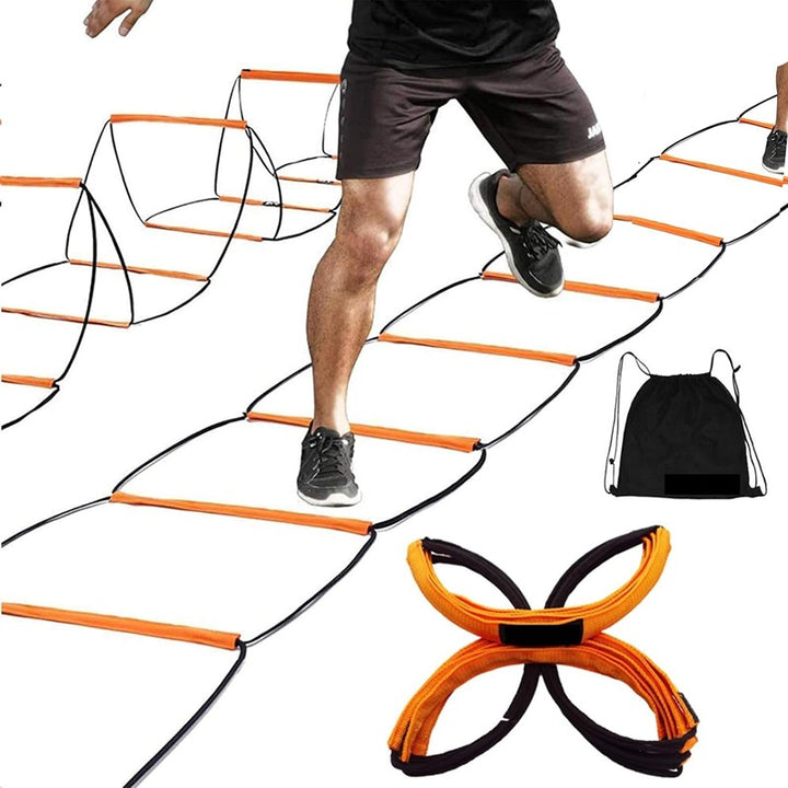 Hop N Play 4+8 Rung Agility Training Ladder | Foldable, Instant Set up & Tangle Free (6 Years till Grown Ups)