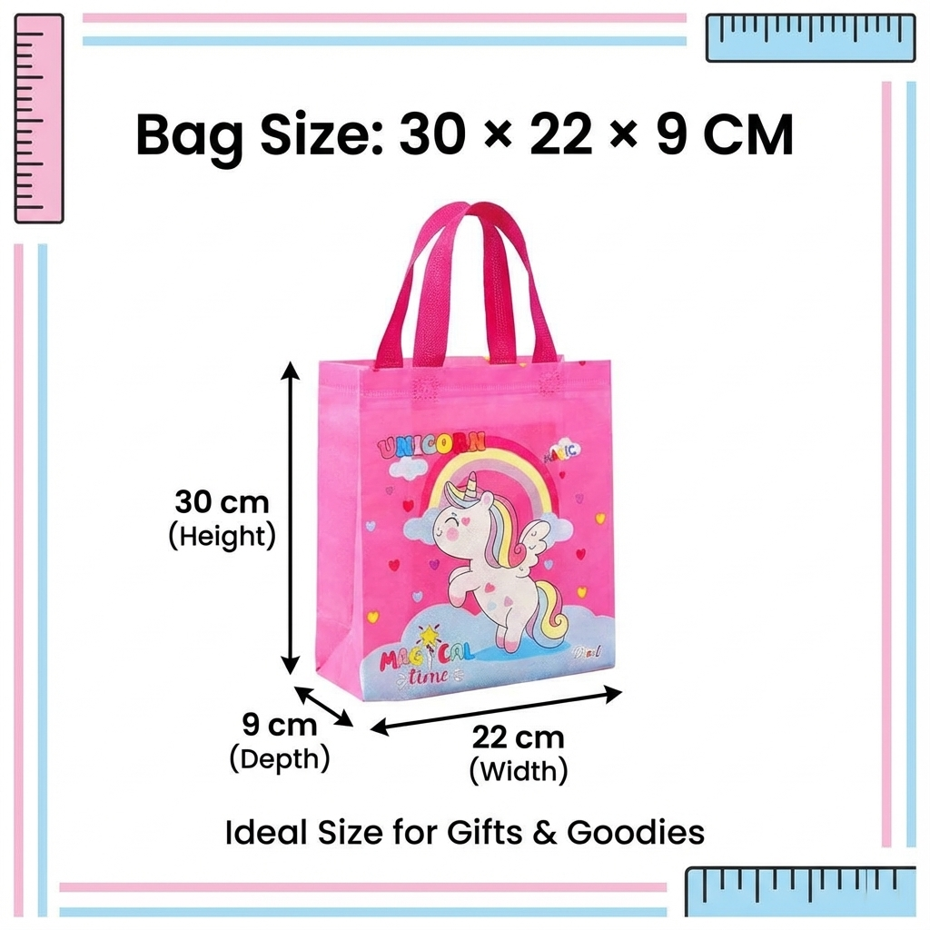 FunBlast Pack of 12 Reusable Hand Carry Bags - Unicorn