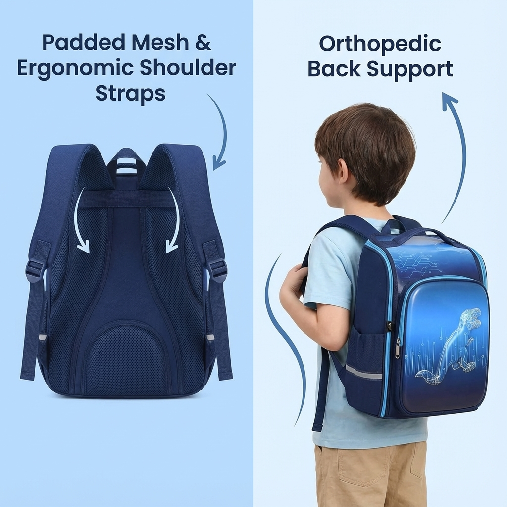 FunBlast Orthopedic Dinosaur Design School Backpack