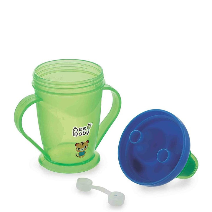 Twin Handle Hard Spout Sippy Cup. Leak-Proof, BPA FREE, Easy Grip. 180 ML / 6 Oz. (Green & Blue)