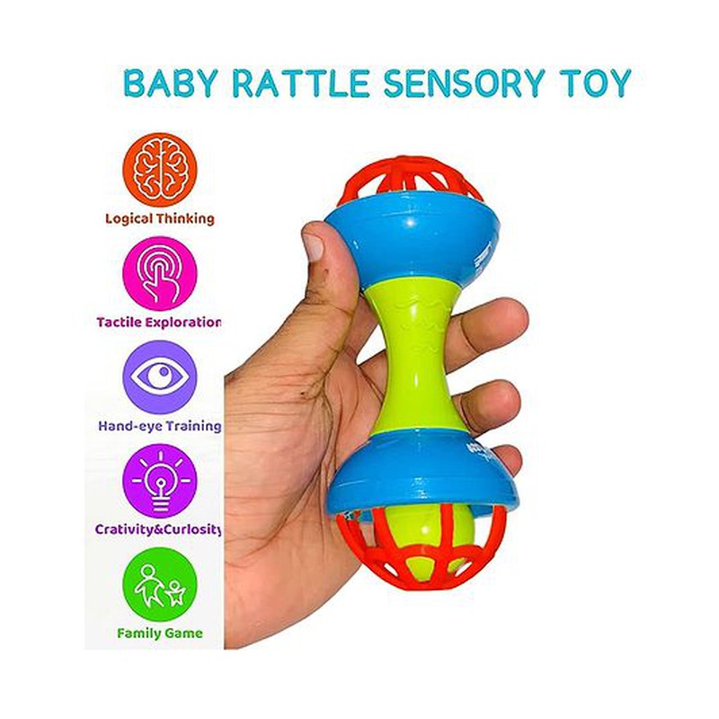 Baby Rattles and Teether Set BPA Free & Non Toxic Pack of 2 (Assorted Colours)