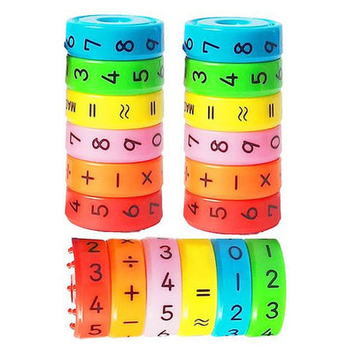 Magnetic Arithmetic Math Learning Toy with Cylinder Numbers and Symbol Toys Multicolor - Pack of 3 with 6 Blocks Each