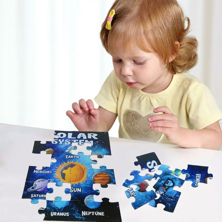 FunBlast 3 In 1 Jigsaw Puzzle - Solar System, Map Of India & World Map | 72 Pieces