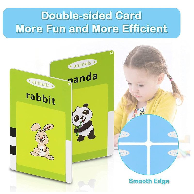 112 Colorful Double Sided English Word Talking Flash Cards 224 Words (Assorted Color)