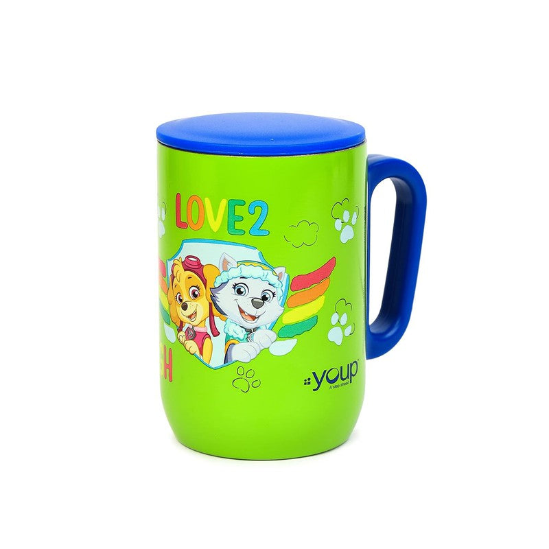 YOUP Stainless Steel Green Color Paw Patrol Love2laugh Kids Insulated Mug with Cap SORSO-PWM - 320 ml