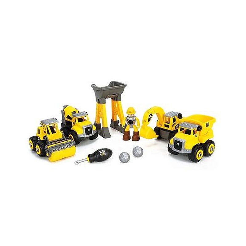 DIY Activity Construction Vehicle Construction Toys Trucks Play Set of 2 Vehicles and 5 Accessories - Yellow