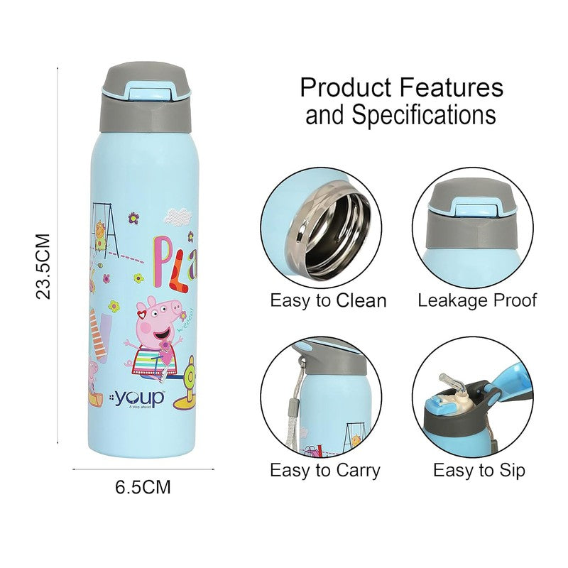 Youp  GOOGLIE- 500 ml Stainless Steel Peppa Pig Theme Kids Insulated Sipper Bottle GOOGLIE- 500 ml