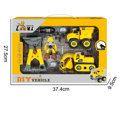 DIY Activity Construction Site Work Theme Construction Trucks Play Set For Kids - 7 Piece