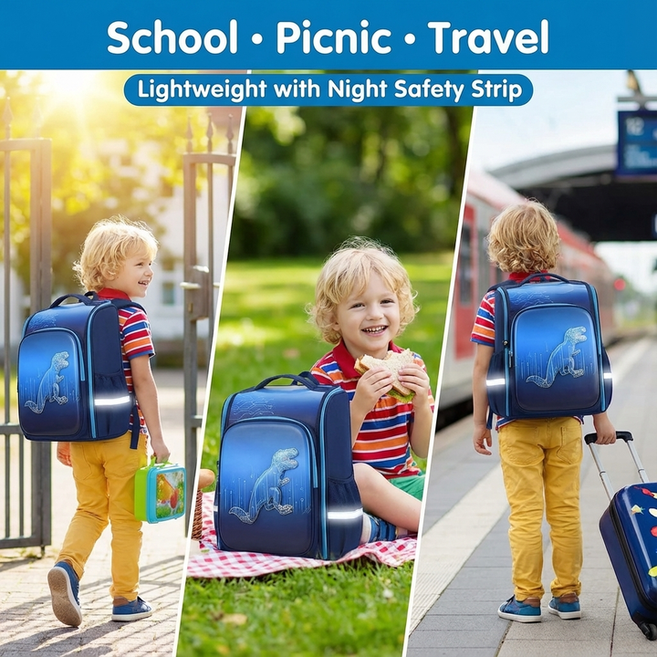 FunBlast Orthopedic Dinosaur Design School Backpack