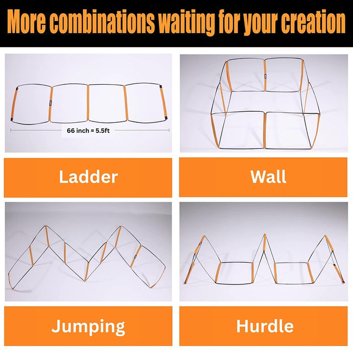 Hop N Play 4+8 Rung Agility Training Ladder | Foldable, Instant Set up & Tangle Free (6 Years till Grown Ups)