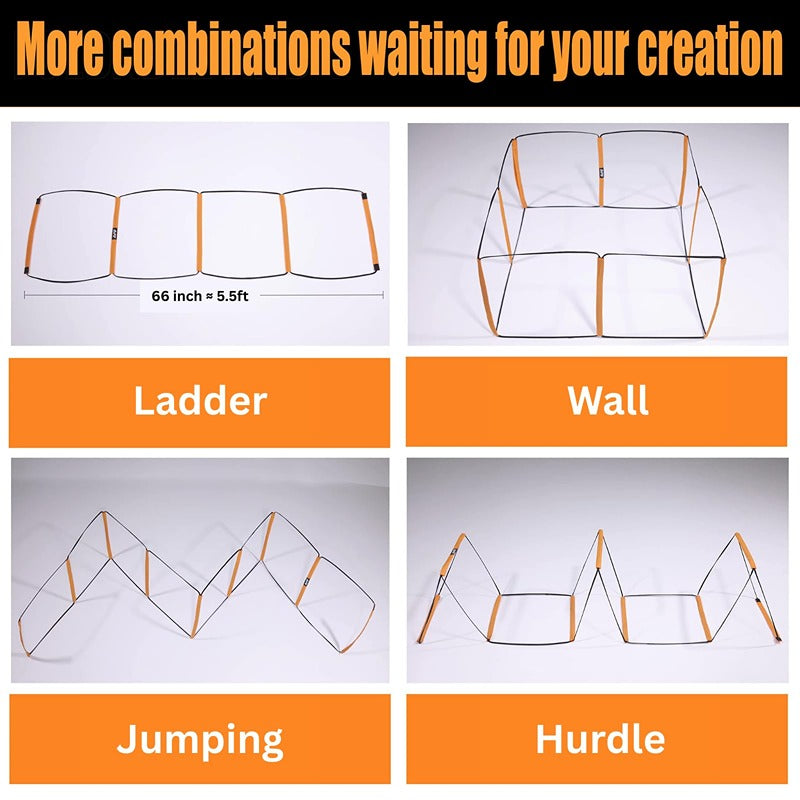 Hop N Play 4 Rung Agility Training Ladder | Foldable, Instant Set up & Tangle Free (6 Years till Grown Ups)