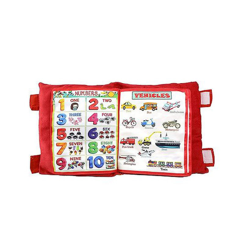 Kids Learning Pillow Cum Cloth Book Red (Assorted Design) - English Hindi