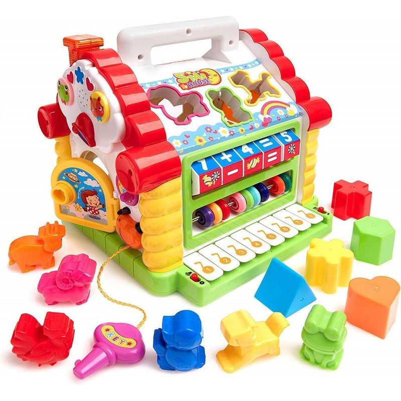 Colorful and Attractive Funny Cottage Shape Sorter Activity Cube Learning & Educational Infant Baby Toys - Multicolor