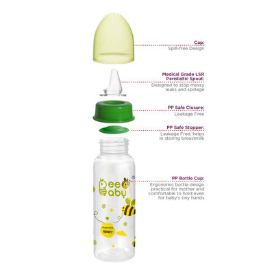 Green 2 in 1 Advance+ Baby Feeding Bottle To Sippy Bottle with Anti-Colic Silicone Nipple & Silicone Sippy Spout. 100% BPA FREE. - 250 ML / 8 Oz