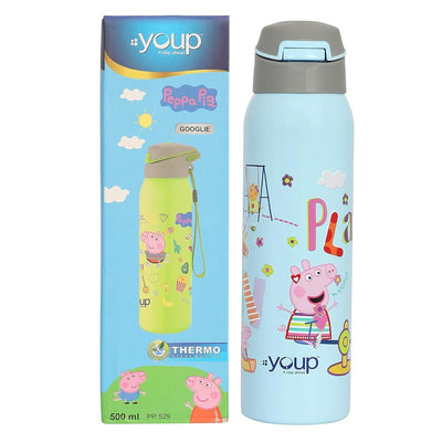 Youp  GOOGLIE- 500 ml Stainless Steel Peppa Pig Theme Kids Insulated Sipper Bottle GOOGLIE- 500 ml