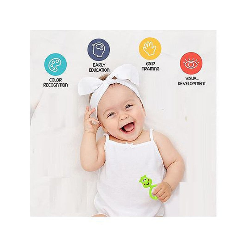 Baby Rattles and Teether Set BPA Free & Non Toxic Pack of 2 (Assorted Colours)