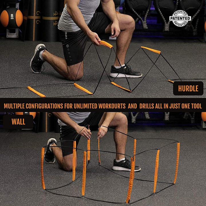 Hop N Play 8 Rung Agility Training Ladder | Foldable, Instant Set up & Tangle Free (6 Years till Grown Ups)