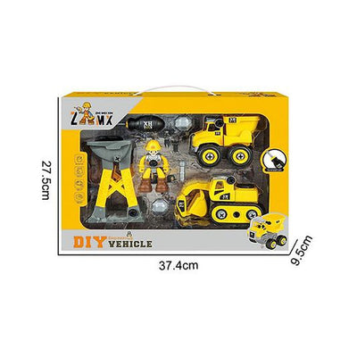 DIY Activity Construction Vehicle Construction Toys Trucks Play Set of 2 Vehicles and 5 Accessories - Yellow