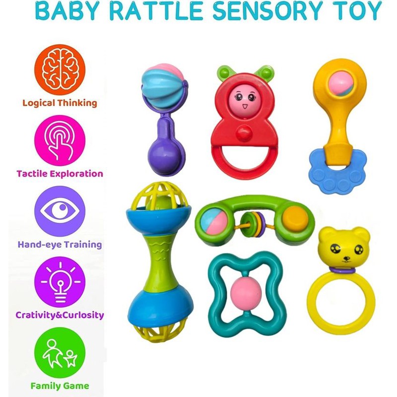 Baby Rattle Set Pack of Multicolor (3-12 Months)