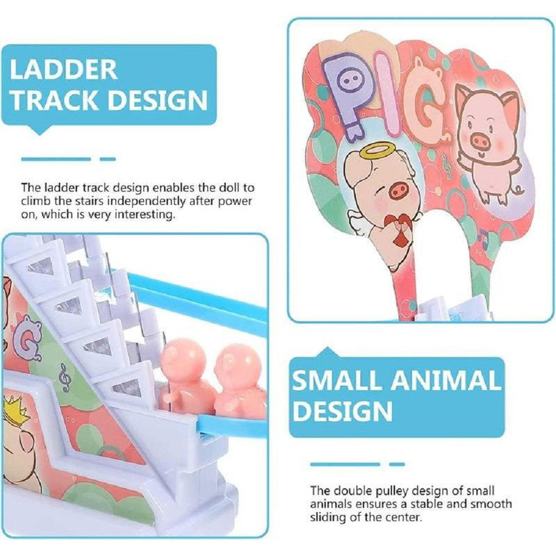 Musical Pig Track Slide and Climb Stairs Toys with 3 Pig -(Assorted Color & Design of Track)