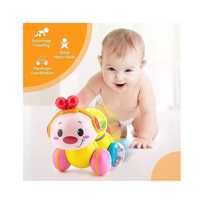 Press & Go Cute Caterpillar Crawling Toy with Music & Light - Multicolor